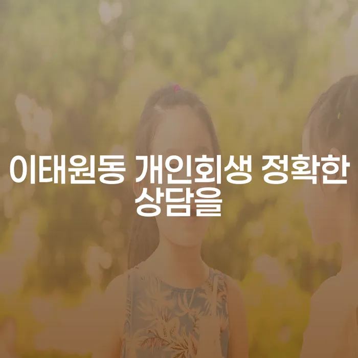 이태원동 개인회생 정확한상담을