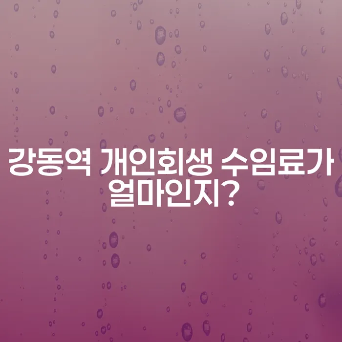 강동역 개인회생 수임료가 얼마인지?