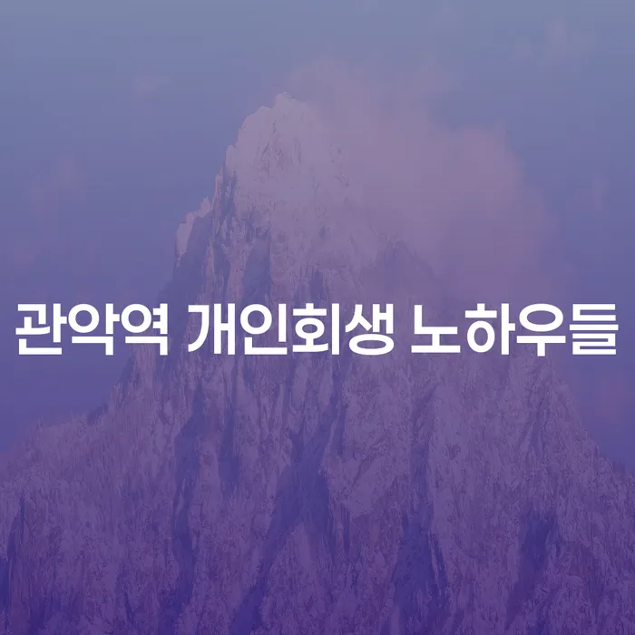 관악역 개인회생 노하우들