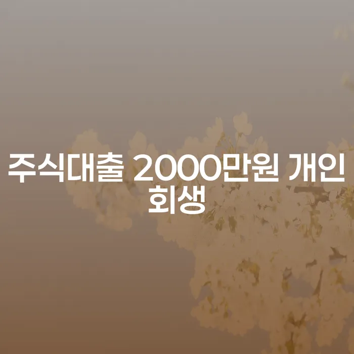 주식대출 2000만원, 개인회생으로 탈출할 수 있을까?